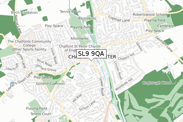 SL9 9QA map - small scale - OS Open Zoomstack (Ordnance Survey)