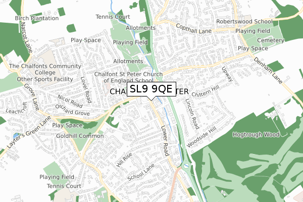 SL9 9QE map - small scale - OS Open Zoomstack (Ordnance Survey)