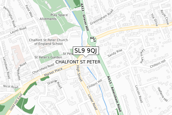 SL9 9QJ map - large scale - OS Open Zoomstack (Ordnance Survey)