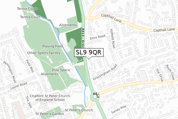 SL9 9QR map - large scale - OS Open Zoomstack (Ordnance Survey)