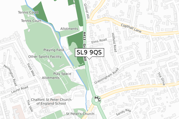 SL9 9QS map - large scale - OS Open Zoomstack (Ordnance Survey)