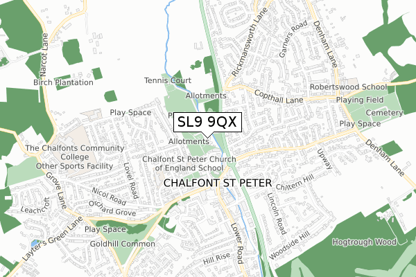 SL9 9QX map - small scale - OS Open Zoomstack (Ordnance Survey)