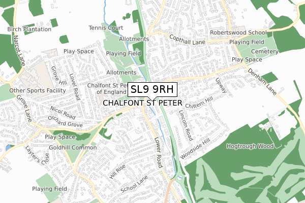 SL9 9RH map - small scale - OS Open Zoomstack (Ordnance Survey)