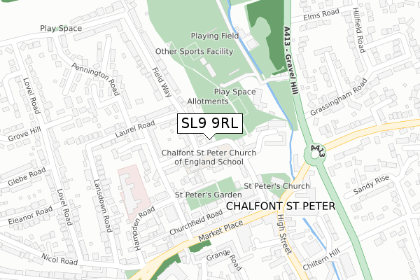 SL9 9RL map - large scale - OS Open Zoomstack (Ordnance Survey)