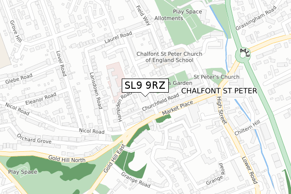 SL9 9RZ map - large scale - OS Open Zoomstack (Ordnance Survey)