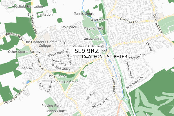 SL9 9RZ map - small scale - OS Open Zoomstack (Ordnance Survey)