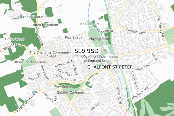 SL9 9SD map - small scale - OS Open Zoomstack (Ordnance Survey)