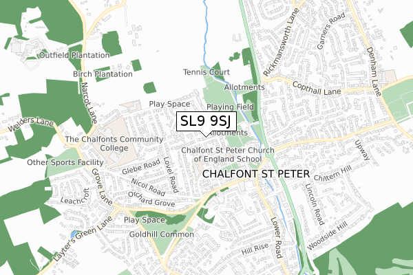 SL9 9SJ map - small scale - OS Open Zoomstack (Ordnance Survey)