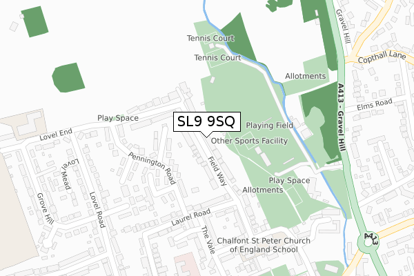 SL9 9SQ map - large scale - OS Open Zoomstack (Ordnance Survey)