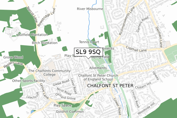 SL9 9SQ map - small scale - OS Open Zoomstack (Ordnance Survey)