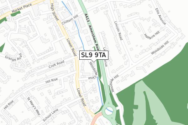 SL9 9TA map - large scale - OS Open Zoomstack (Ordnance Survey)