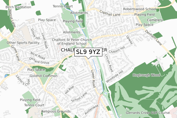 SL9 9YZ map - small scale - OS Open Zoomstack (Ordnance Survey) SL9 9YZ map - small scale - OS Open Zoomstack (Ordnance Survey)