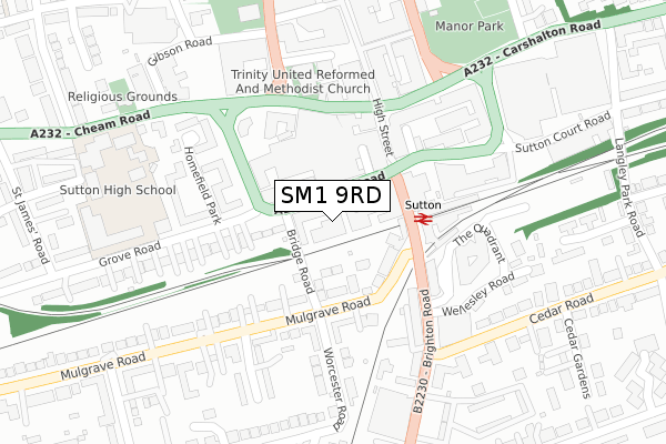 SM1 9RD map - large scale - OS Open Zoomstack (Ordnance Survey) SM1 9RD map - large scale - OS Open Zoomstack (Ordnance Survey)