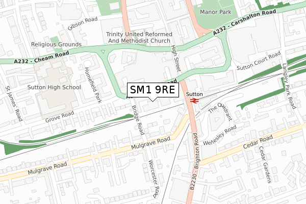 SM1 9RE map - large scale - OS Open Zoomstack (Ordnance Survey) SM1 9RE map - large scale - OS Open Zoomstack (Ordnance Survey)