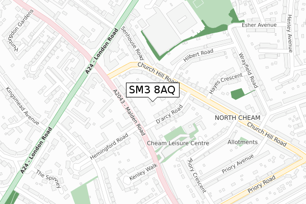 SM3 8AQ map - large scale - OS Open Zoomstack (Ordnance Survey) SM3 8AQ map - large scale - OS Open Zoomstack (Ordnance Survey)