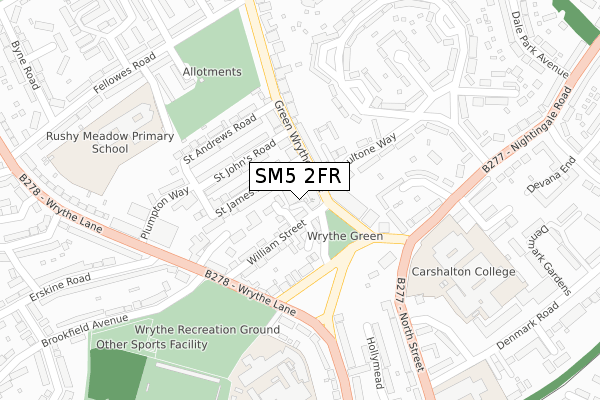 SM5 2FR map - large scale - OS Open Zoomstack (Ordnance Survey)