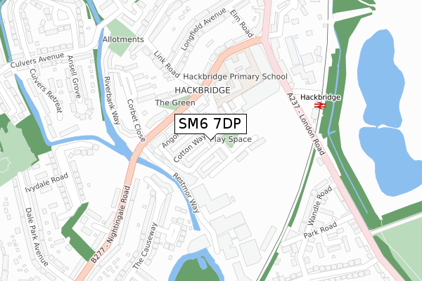SM6 7DP map - large scale - OS Open Zoomstack (Ordnance Survey)