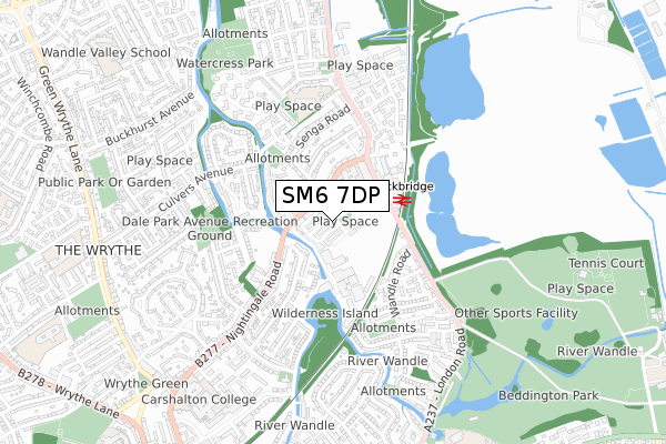 SM6 7DP map - small scale - OS Open Zoomstack (Ordnance Survey)