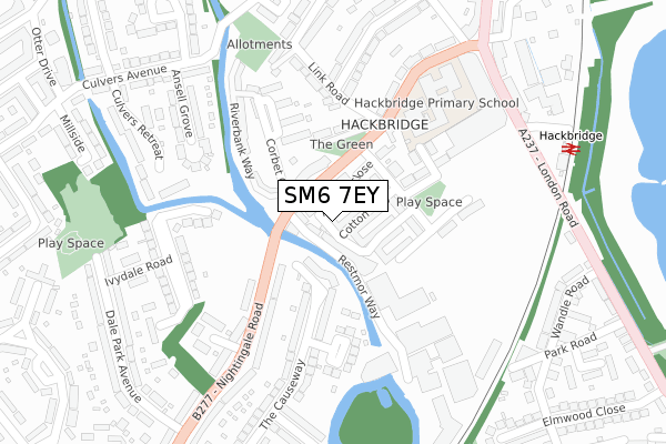 SM6 7EY map - large scale - OS Open Zoomstack (Ordnance Survey)