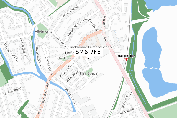 SM6 7FE map - large scale - OS Open Zoomstack (Ordnance Survey)