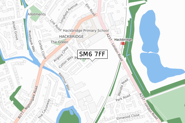 SM6 7FF map - large scale - OS Open Zoomstack (Ordnance Survey)