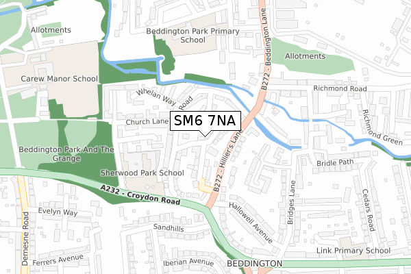 SM6 7NA map - large scale - OS Open Zoomstack (Ordnance Survey)