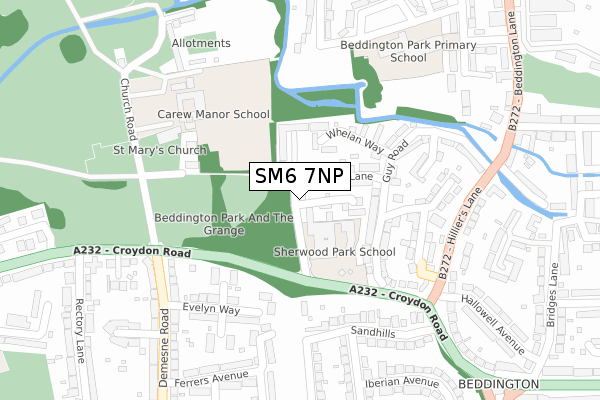 SM6 7NP map - large scale - OS Open Zoomstack (Ordnance Survey)