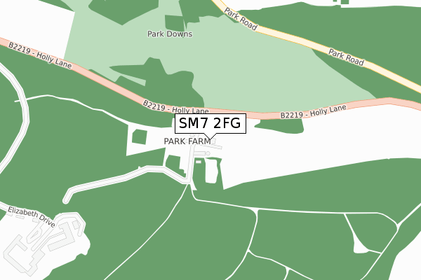 SM7 2FG map - large scale - OS Open Zoomstack (Ordnance Survey)