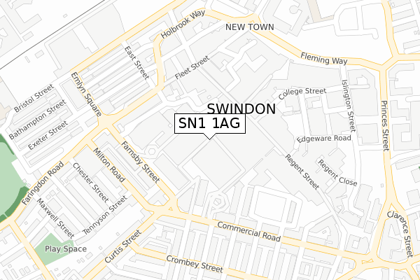 SN1 1AG map - large scale - OS Open Zoomstack (Ordnance Survey)