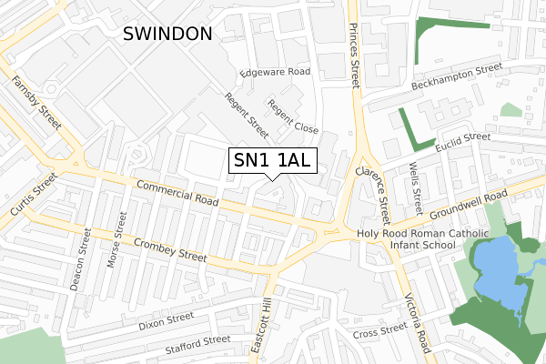 SN1 1AL map - large scale - OS Open Zoomstack (Ordnance Survey)