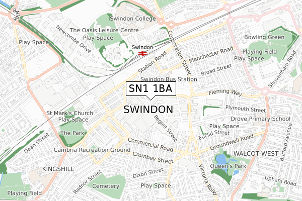SN1 1BA map - small scale - OS Open Zoomstack (Ordnance Survey) SN1 1BA map - small scale - OS Open Zoomstack (Ordnance Survey)