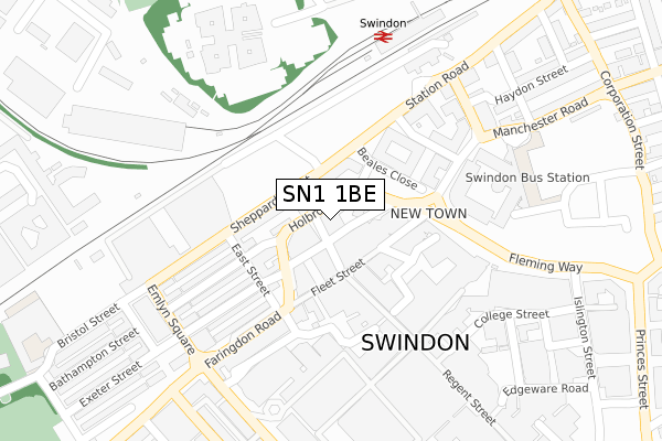SN1 1BE map - large scale - OS Open Zoomstack (Ordnance Survey)