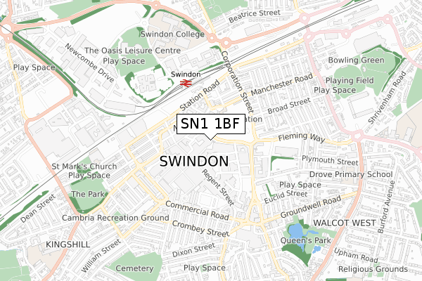 SN1 1BF map - small scale - OS Open Zoomstack (Ordnance Survey) SN1 1BF map - small scale - OS Open Zoomstack (Ordnance Survey)