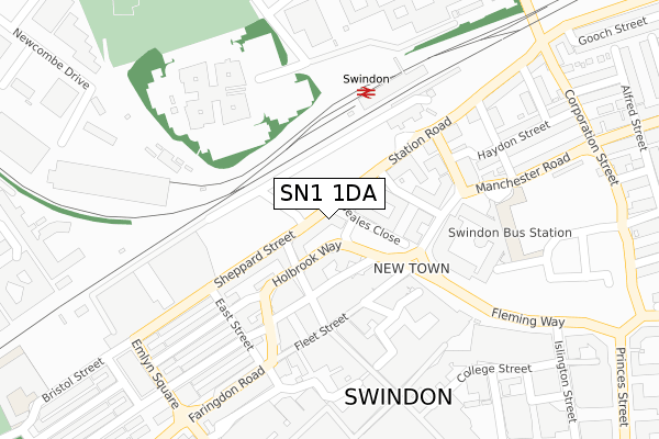 SN1 1DA map - large scale - OS Open Zoomstack (Ordnance Survey)
