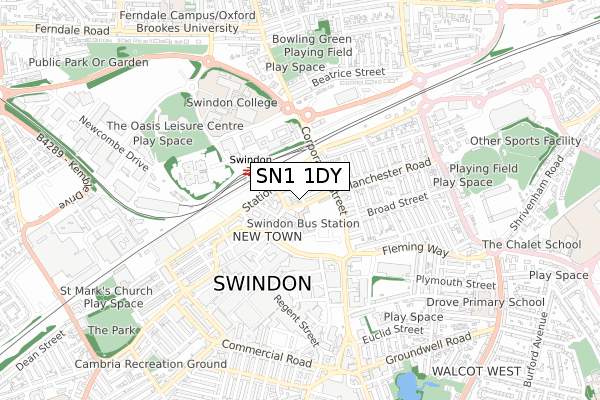 SN1 1DY map - small scale - OS Open Zoomstack (Ordnance Survey) SN1 1DY map - small scale - OS Open Zoomstack (Ordnance Survey)