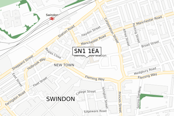 SN1 1EA map - large scale - OS Open Zoomstack (Ordnance Survey)