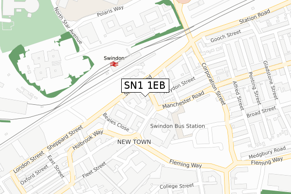 SN1 1EB map - large scale - OS Open Zoomstack (Ordnance Survey)