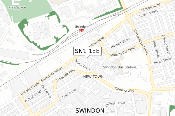 SN1 1EE map - large scale - OS Open Zoomstack (Ordnance Survey) SN1 1EE map - large scale - OS Open Zoomstack (Ordnance Survey)