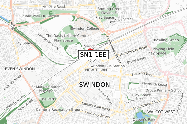 SN1 1EE map - small scale - OS Open Zoomstack (Ordnance Survey) SN1 1EE map - small scale - OS Open Zoomstack (Ordnance Survey)