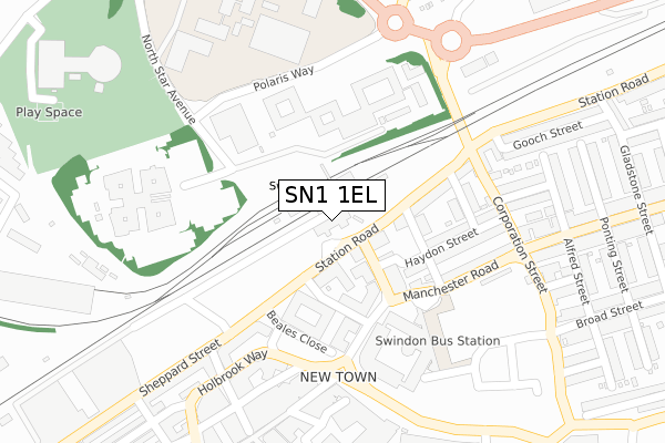 SN1 1EL map - large scale - OS Open Zoomstack (Ordnance Survey)