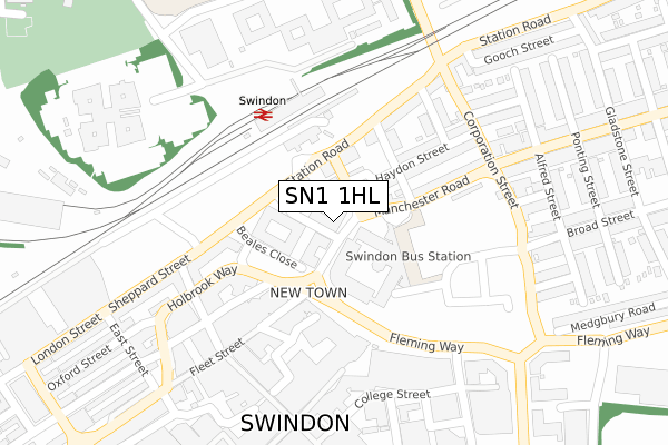 SN1 1HL map - large scale - OS Open Zoomstack (Ordnance Survey)