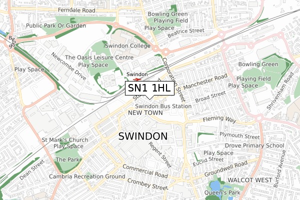 SN1 1HL map - small scale - OS Open Zoomstack (Ordnance Survey)