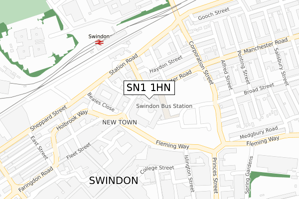 SN1 1HN map - large scale - OS Open Zoomstack (Ordnance Survey)