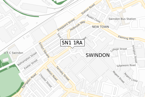 SN1 1RA map - large scale - OS Open Zoomstack (Ordnance Survey)