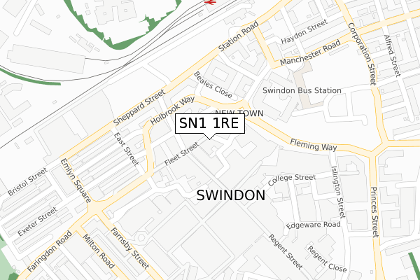 SN1 1RE map - large scale - OS Open Zoomstack (Ordnance Survey)