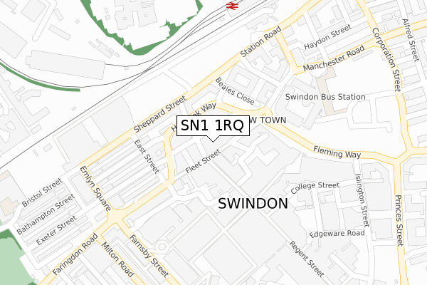 SN1 1RQ map - large scale - OS Open Zoomstack (Ordnance Survey)