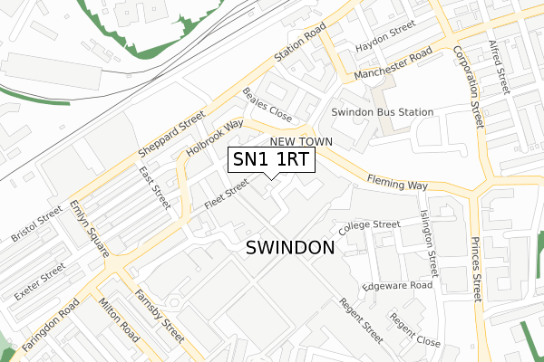 SN1 1RT map - large scale - OS Open Zoomstack (Ordnance Survey)