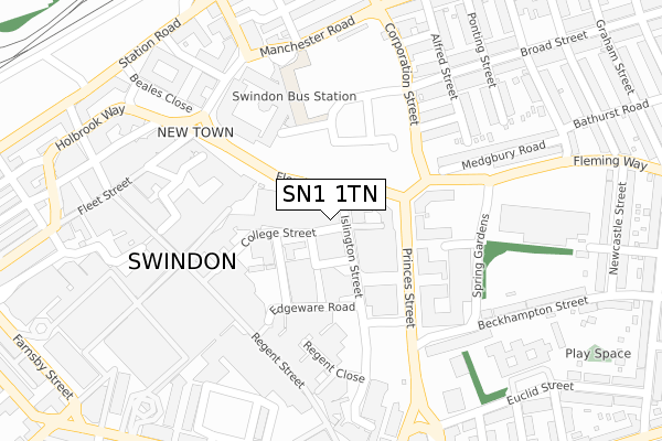 SN1 1TN map - large scale - OS Open Zoomstack (Ordnance Survey)