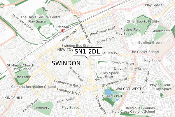 SN1 2DL map - small scale - OS Open Zoomstack (Ordnance Survey)