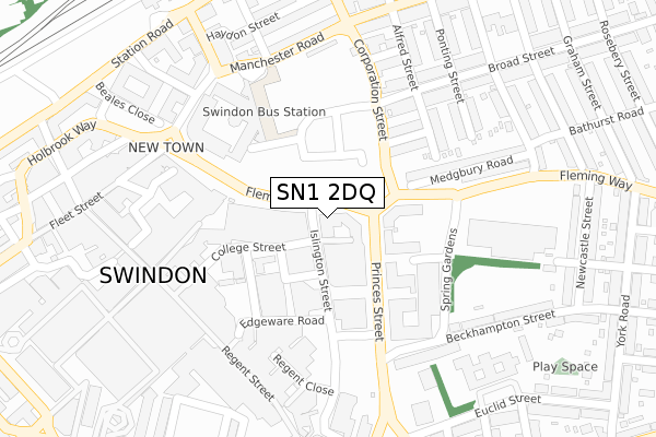 SN1 2DQ map - large scale - OS Open Zoomstack (Ordnance Survey)